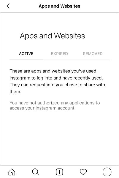 Benachrichtigung von Instagram über Apps und Websites, bei denen Sie sich angemeldet haben