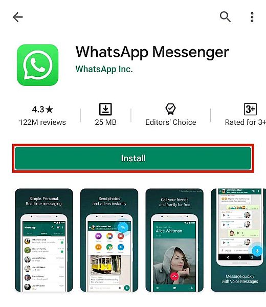Κατεβάστε και εγκαταστήστε το WhatsApp από το Google Play Store.