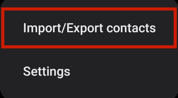 خيار استيراد / تصدير جهات الاتصال في تطبيق جهات الاتصال لنظام Android