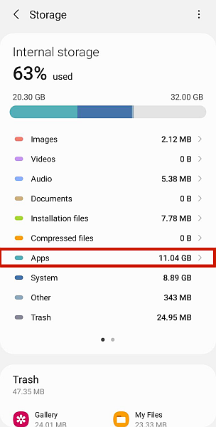 Android 내부 저장소 그래프