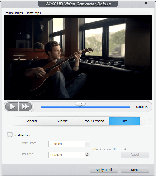 WinX HD Video Converter Deluxe anmeldelse - Rediger videoer