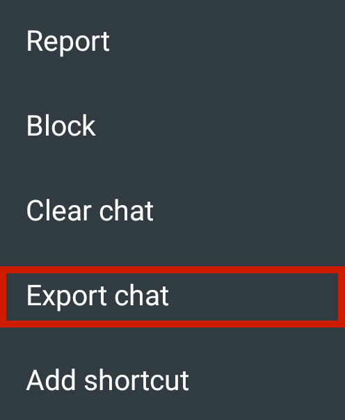 Érintse meg a „Csevegés exportálása” elemet az összes exportálási lehetőség megtekintéséhez.