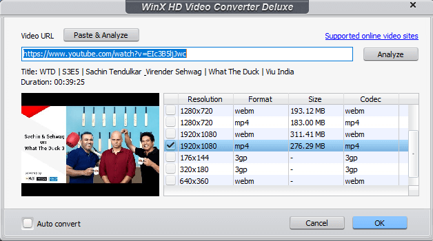 WinX HD Video Converter Deluxe anmeldelse - Last ned online videoer