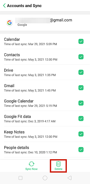 Konton och synkroniseringsalternativ i Android-enhet