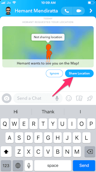 在 Snapchat 上接受或取消位置请求