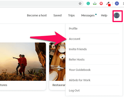 Airbnb-tilin asetukset