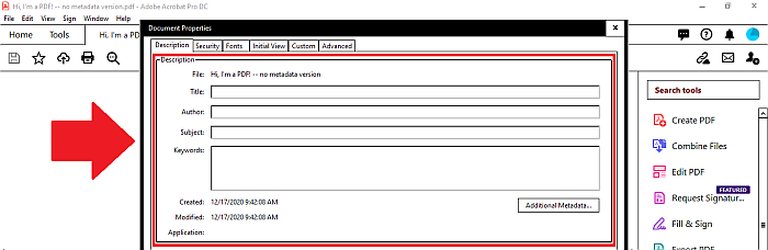 Acrobat basic metadata