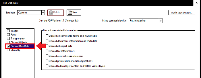 Acrobat discard user data 3