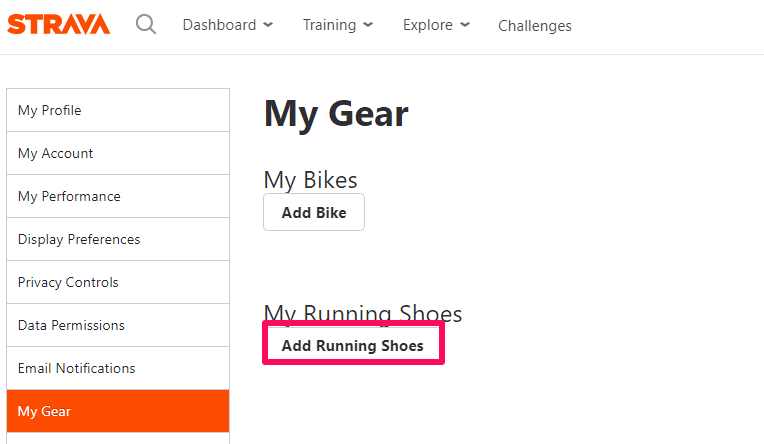 ajouter des chaussures à Strava