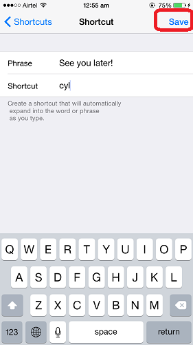 اختصارات لوحة مفاتيح iPhone