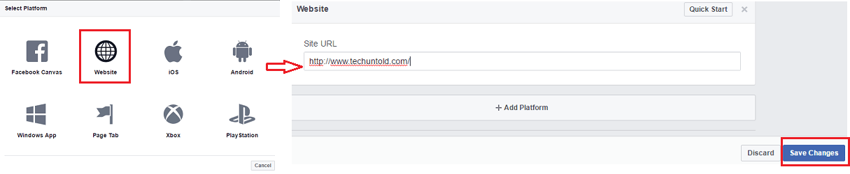 FacebookアプリIDとWebサイトの秘密鍵