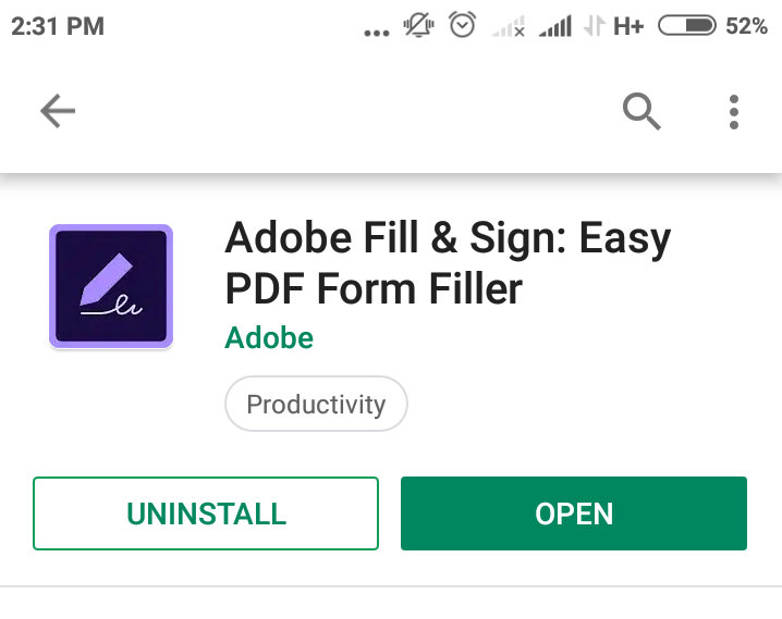 Εφαρμογή Adobe Fill and sign