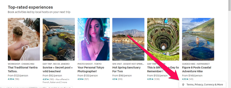 Airbnb-hjemmesiden