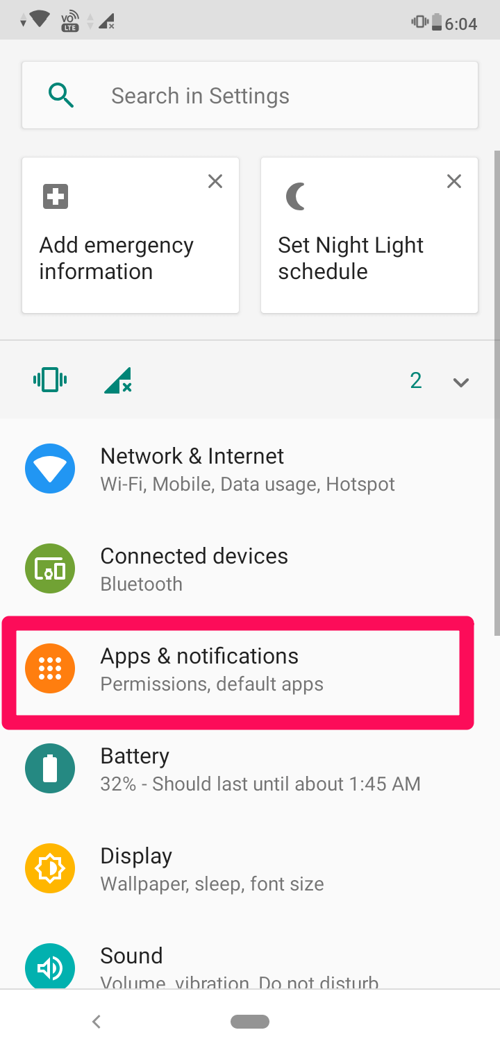 Nastavení aplikací a oznámení v systému Android