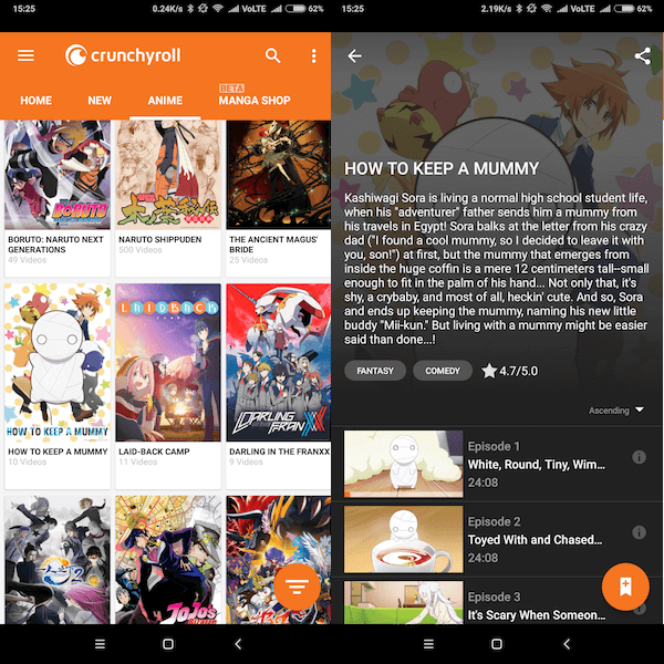 Applications pour anime - Crunchyroll