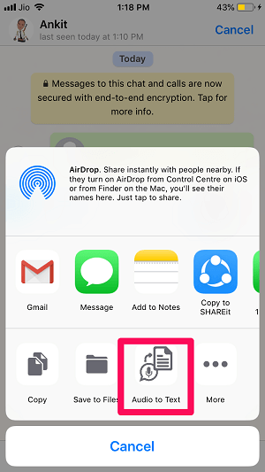 WhatsApp sesli mesajdan iPhone