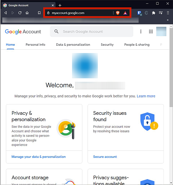 Google-kontosida i skrivbordswebbläsaren
