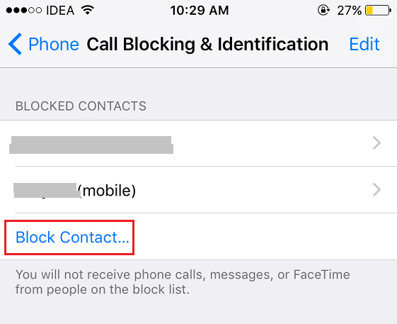 Bloquear contacto en iPhone