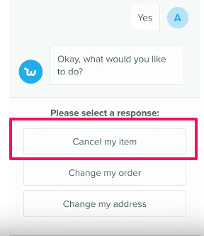 Cancelar pedido no aplicativo Wish