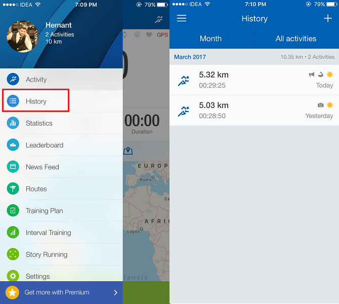 在 Runtastic 應用程序中挑戰您之前的跑步或鍛煉