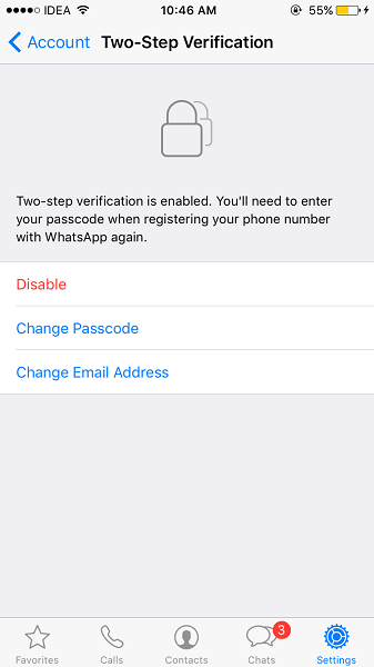 Změňte heslo pro dvoufázové ověření WhatsApp