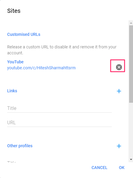 Cambiar la URL personalizada de YouTube