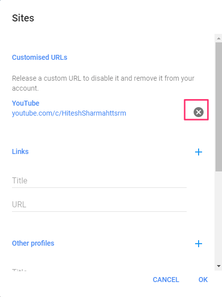 Skift tilpasset YouTube-webadresse