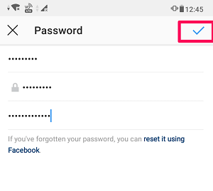 Cambia password su instagram
