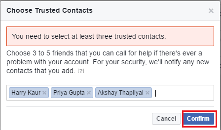 Facebookに信頼できる連絡先を追加する方法