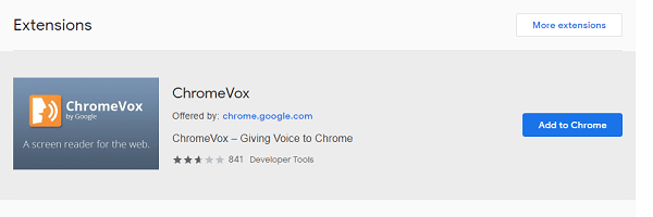 ChromeVox - πρόγραμμα ανάγνωσης οθόνης chrome