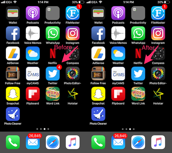 Cancella il conteggio dei badge di notifica su iPhone