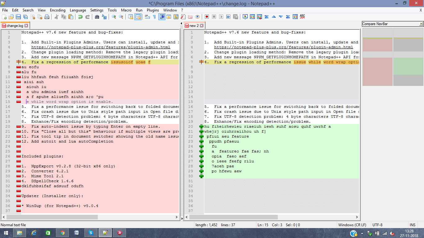 Compare dois arquivos no notepad++
