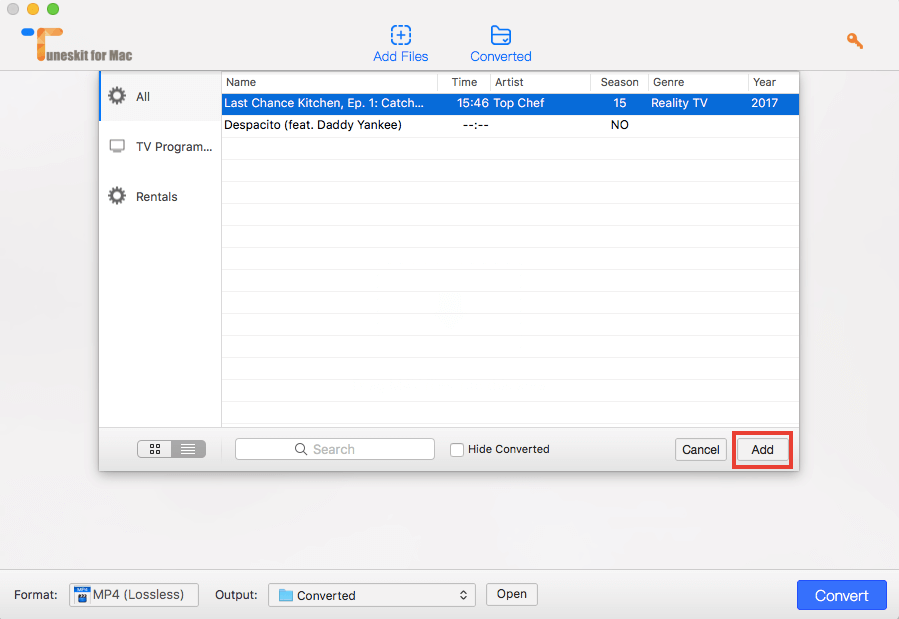 Muunna M4V MP4:ksi - TunesKit DRM Media Converter