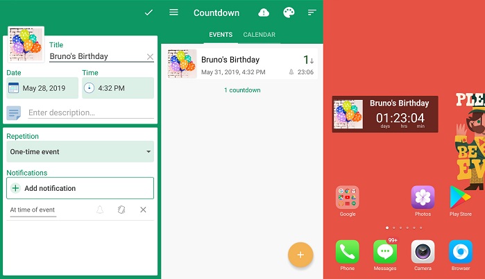 أفضل تطبيقات عداد اليوم لنظام Android -bCountdown Days App & Widget
