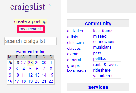 Craigslistの私のアカウント