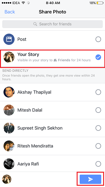 Crear historias de Facebook