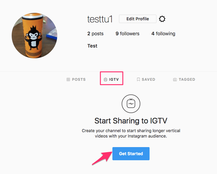 Skapa IGTV-kanal från Instagrams webbplats