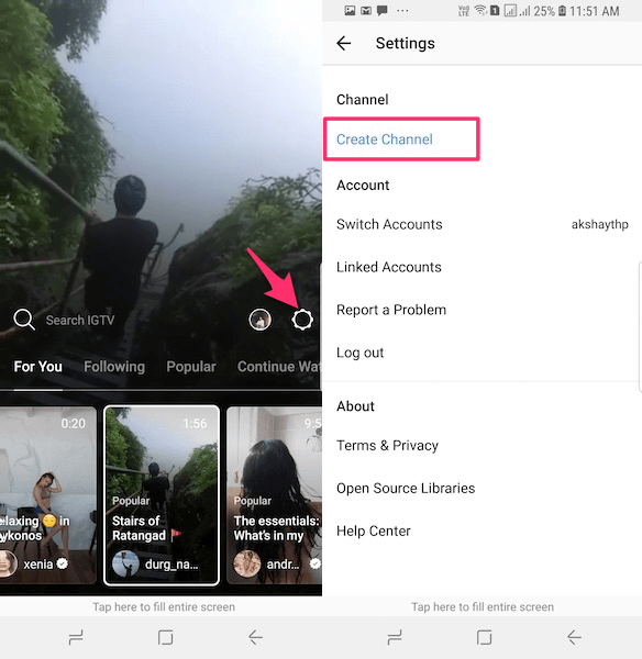 Skapa IGTV-kanal med IGTV-appen