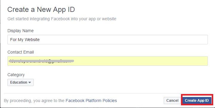 新しいFacebookアプリを作成する