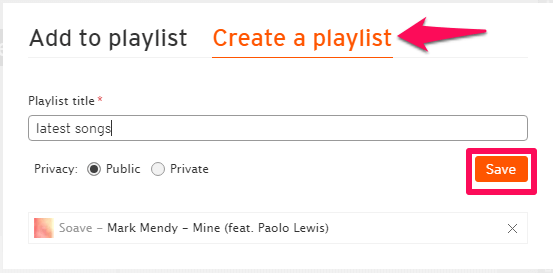 Crea una playlist su SoundCloud