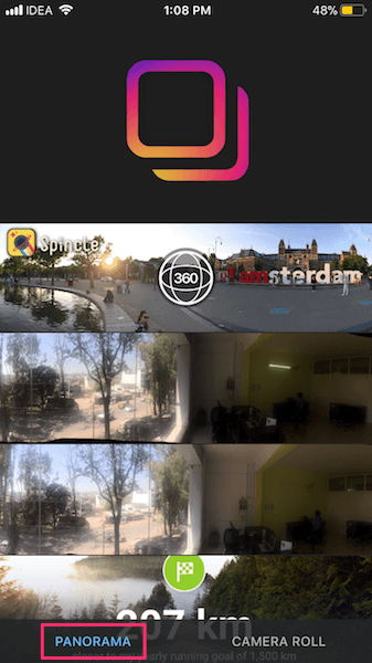Przytnij panoramę na Instagram iOS