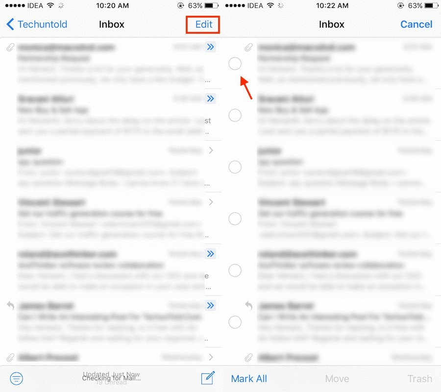 Excluir todos os e-mails de uma vez no iPhone