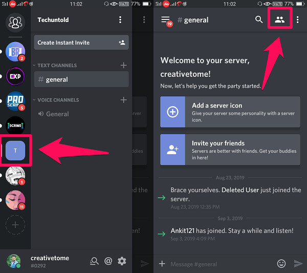 Mitgliederliste des Discord-Servers