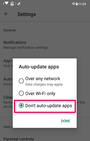 Zakažte automatické aktualizace aplikací v systému Android