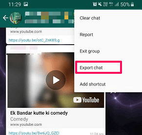 在 Android 中发送电子邮件 WhatsApp 聊天
