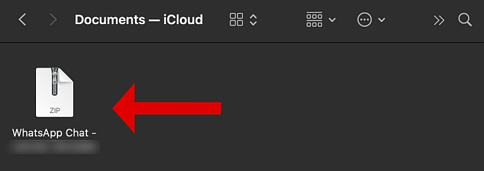 突出顯示導出的 whatsapp 聊天 zip 文件的 Icloud 文檔文件夾