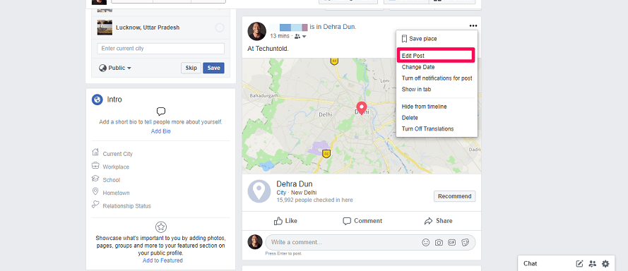 Facebook-Beitrag bearbeiten