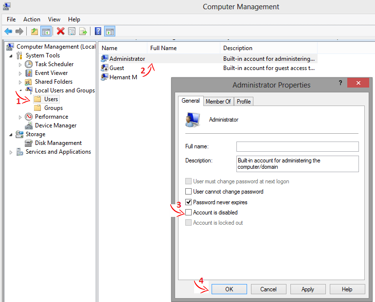 Enable Windows Administrator Account
