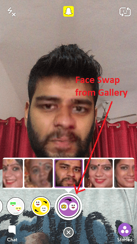 Intercambio de rostros en Snapchat desde la galería