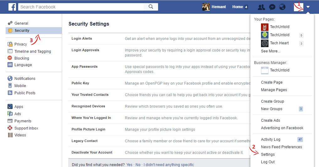 Facebookのセキュリティ設定